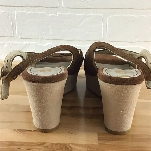 HUSH Puppies brown suede heeled sling back sandals wedges comfy stylish size 7 - Picture 2 of 15